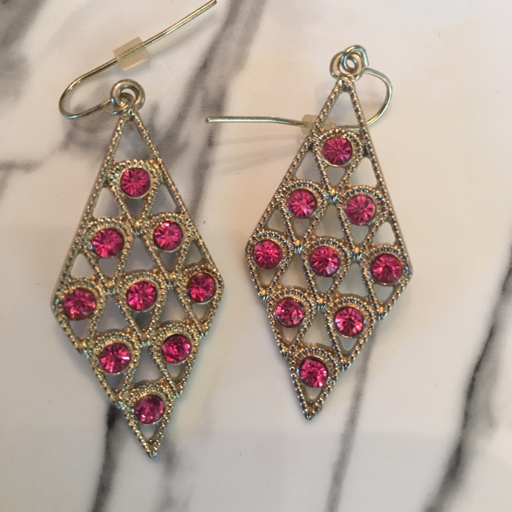 Hot Pink & Gold fashion earring
